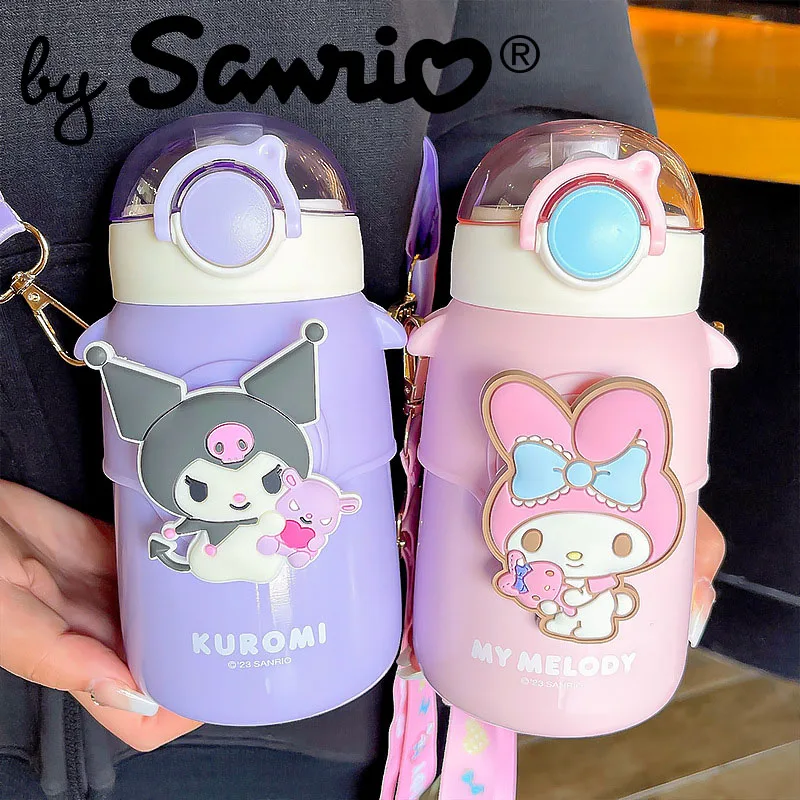 

Новая Sanrio My Melody Kuromi Cinnamoroll бутылка для воды, термос, соломенная чашка, большая емкость, аниме Kawaii, милые подарки для студентов и детей
