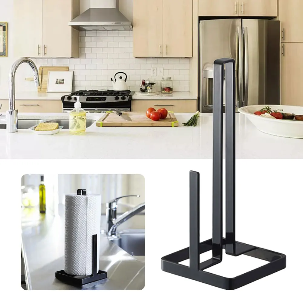 

Kitchen Roll Holder Tissue Holder Free Standing Removeable Paper Storage Rack Punch-Free Bathroom Toilet Paper Towel Rack