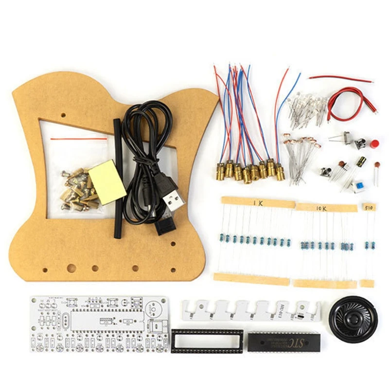 

1Set Soldering Practice Kit 7 String Lyre Harp Electronic Harp Instruments Soldering Projects Digital Clock Kit