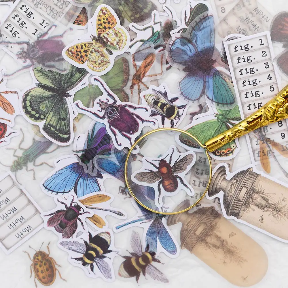 

40pcs kawaii Stationery Stickers Cartoon Butterfly worm Diary Planner junk journal Decorative Scrapbooking DIY Craft Sticker