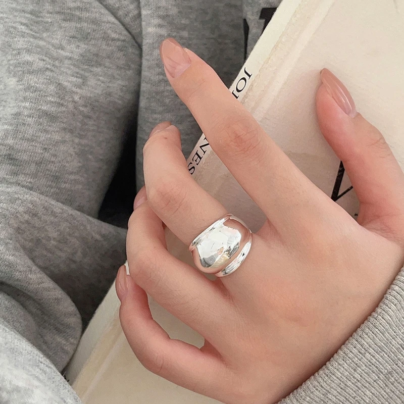

S925 Sterling Silver Small Design Sense Bag Heavy Industry South Korea Simple and Fashionable Personality Ring Wholesale