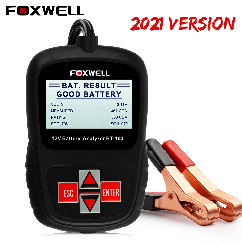 Тестер автомобильных аккумуляторов FOXWELL BT100 Pro 12 В 1100CCA |