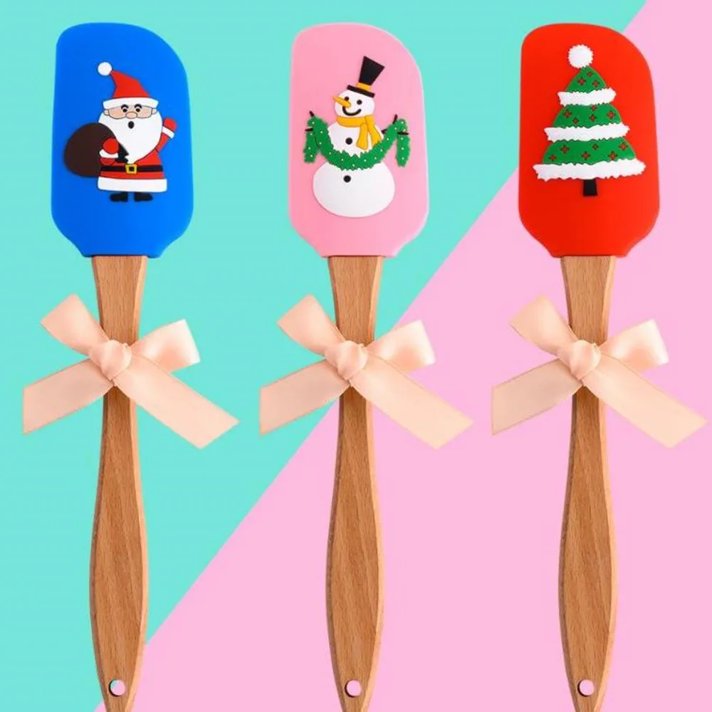 

Christmas Food Grade Non Stick Butter Cooking Silicone Spatula Cookie Pastry Scraper Cake Baking Spatula