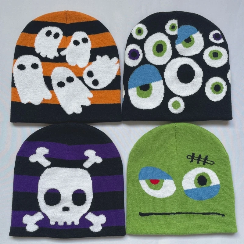 

Male Hip-hop Beanie Hat Y2k Accessories Skull Cap Turbans for Autumn Winter