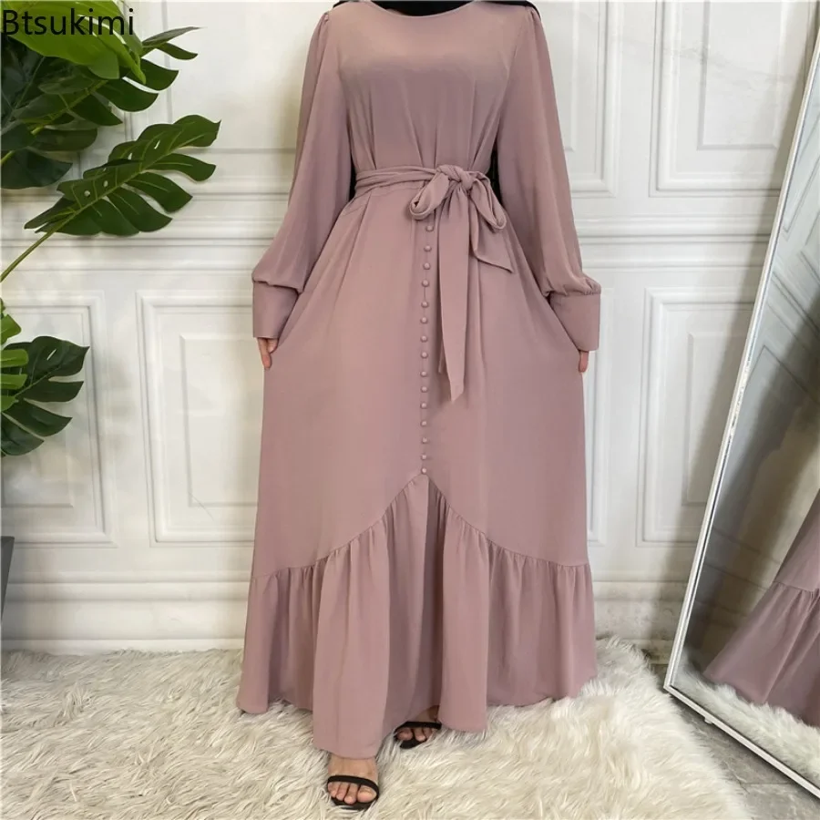 2024 модное платье Абая-хиджаб для женщин мусульманское лоскутное на шнуровке с