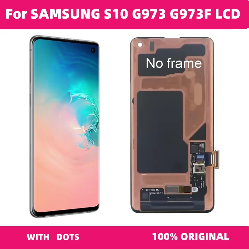 100% Original AMOLED S10 LCD For SAMSUNG Galaxy S10 Display G973 SM-G9730 G973U G973F/DS Display Touch Screen Digitizer Assembly