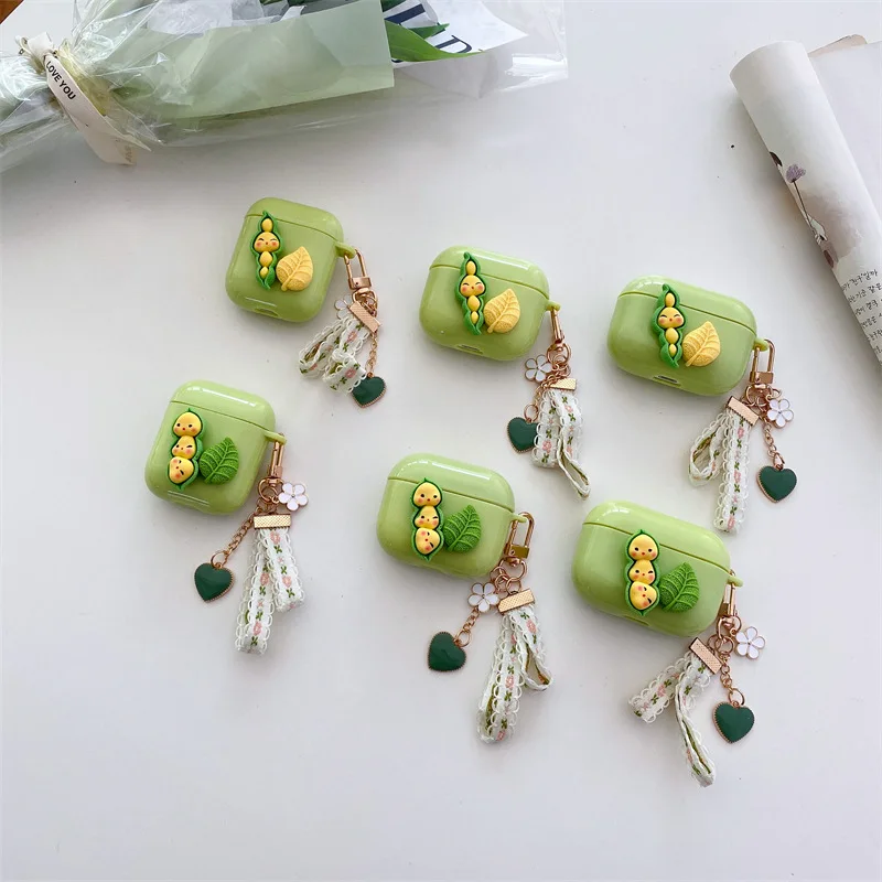 

3D Cartoon Pea Earphone Case 2022 AirPods 3 Case Apple AirPods 2 Case Cover AirPods Pro Case IPhone Earbuds Accessories Air Pods