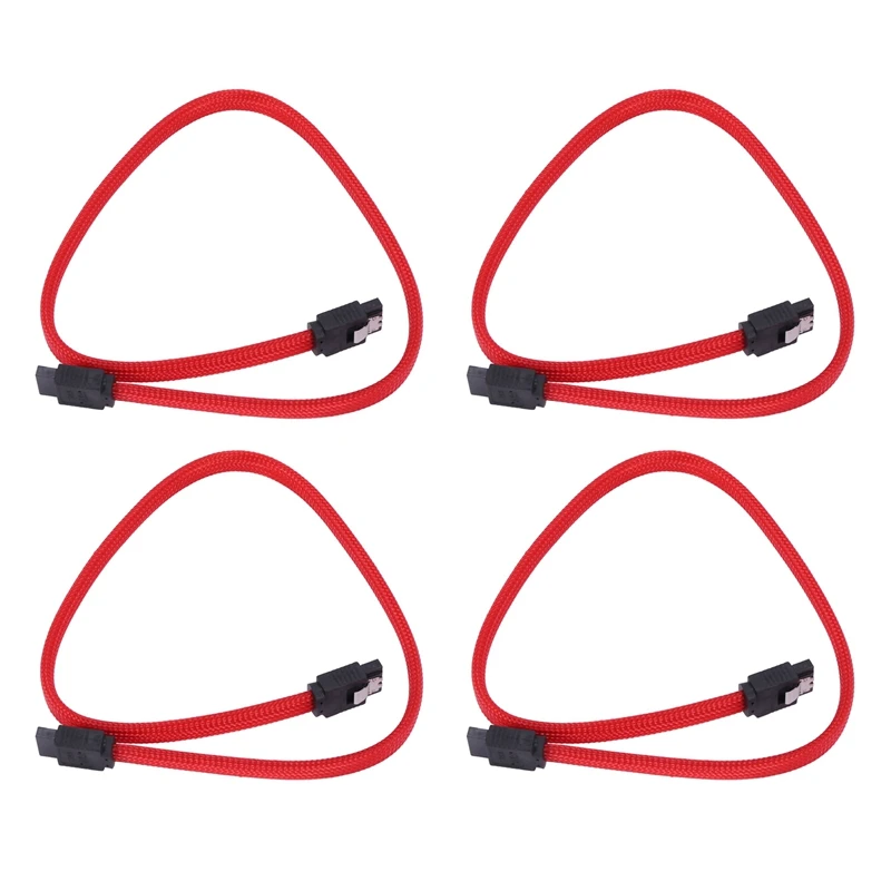 

4 шт. 50 см SATA 3,0 III SATA3 7Pin кабель для передачи данных 6 Гб/с, кабели SSD, шнур для жесткого диска с нейлоновой втулкой (красный)