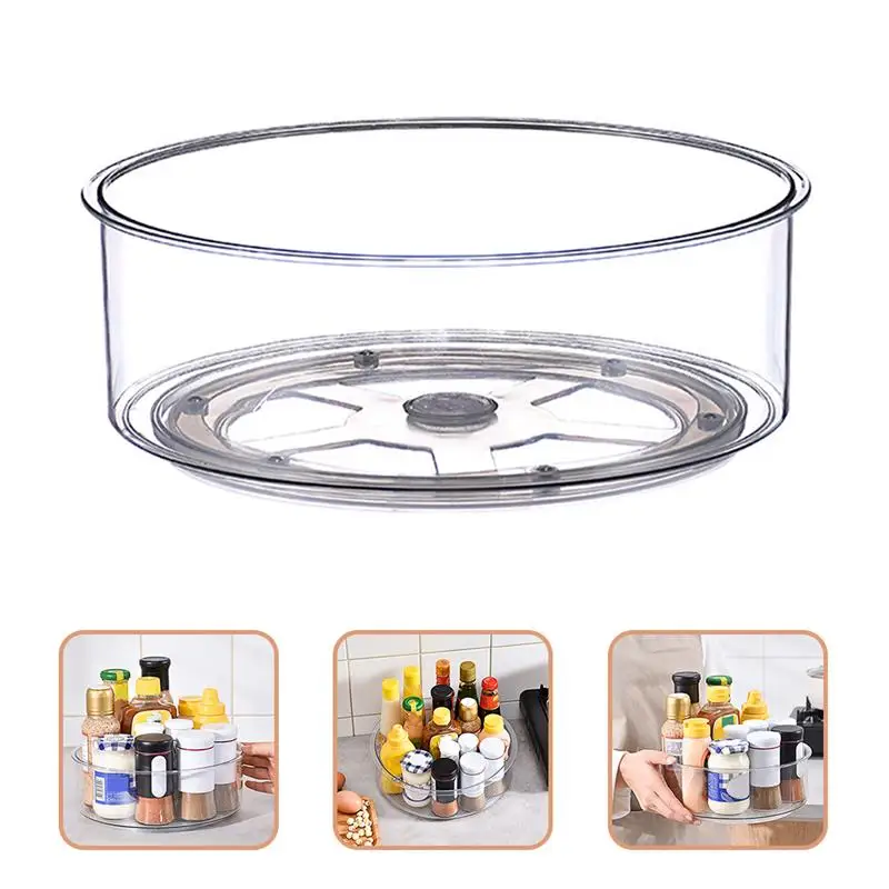 

Organizer Rack Turntable Cabinet Lazy Storage Susan Rotating Kitchen Snack Condiment Holder Seasoning Bottle Pantry Clear Tray