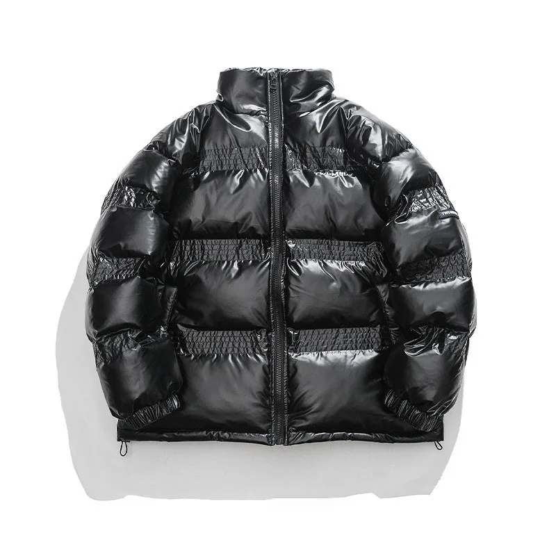 Rainbowtouches Hip Hop Men Solid Color Winter Parka Thick Jacket Warm Harajuku Coat Male Casual Zipper Jackets Windproof Outwear