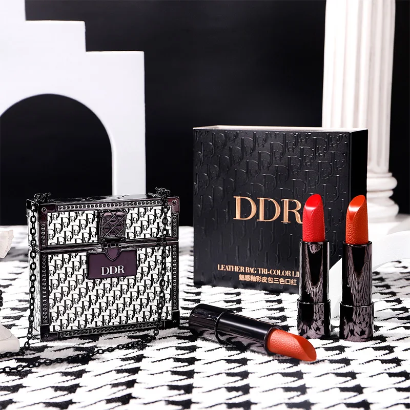 

DDR Matte Shine Galaxy Lipstick Makeup Set Korean Fashion Chain Bag Sculpted Engraved Lip Glaze 3 Pack Maquillaje for women