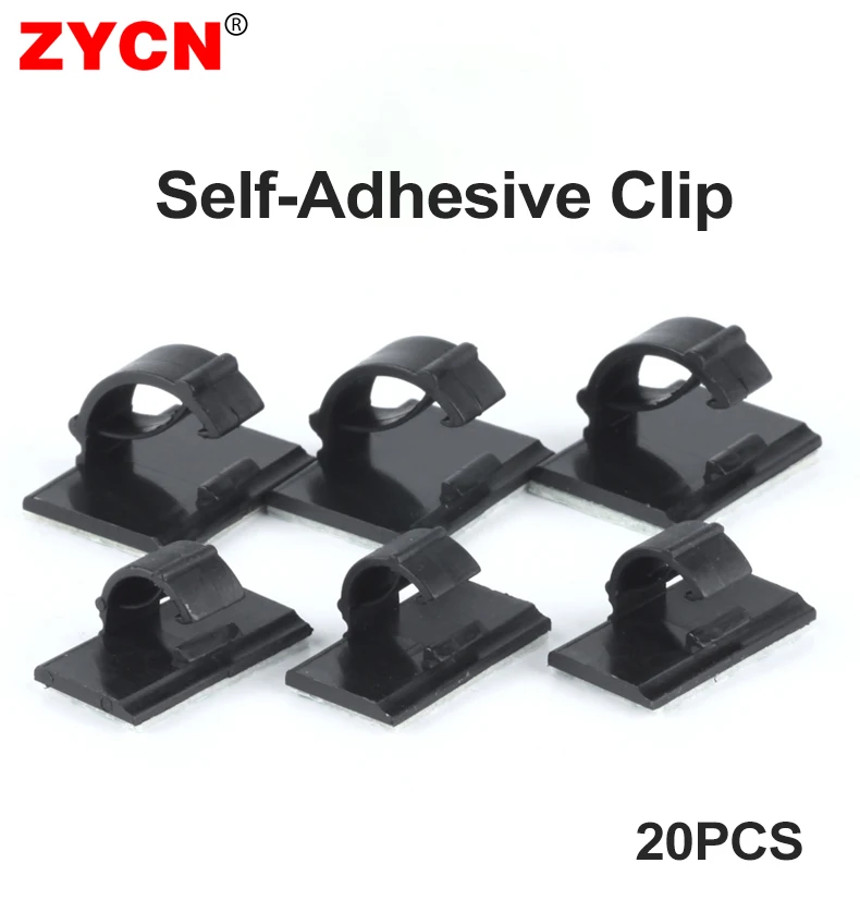 

20PCS Self Adhesive Wire Clip Cable Organizer WCC Clamp Tie Fix Plastic Mount Desk Line Holder Network Management Fastener