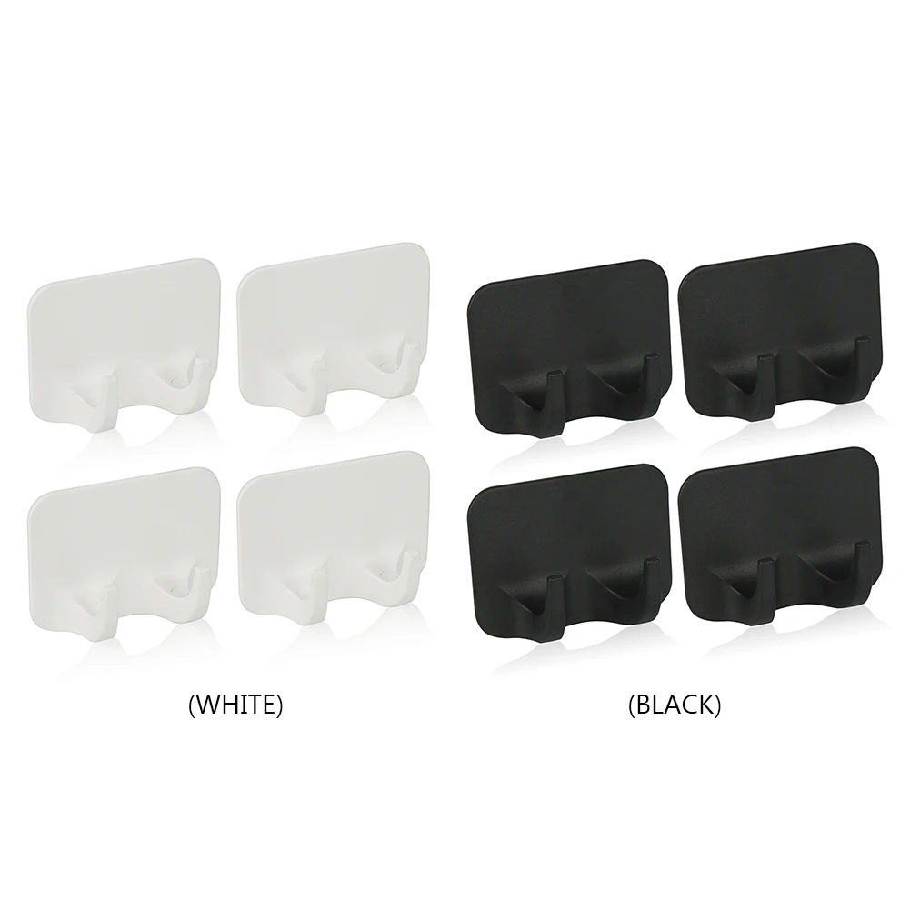 

4pcs Double Head Wall Hooks Punch-Free Adhesive Strong Bathroom Kitchen Creative Behind Door Hats Towels Hook Hangers