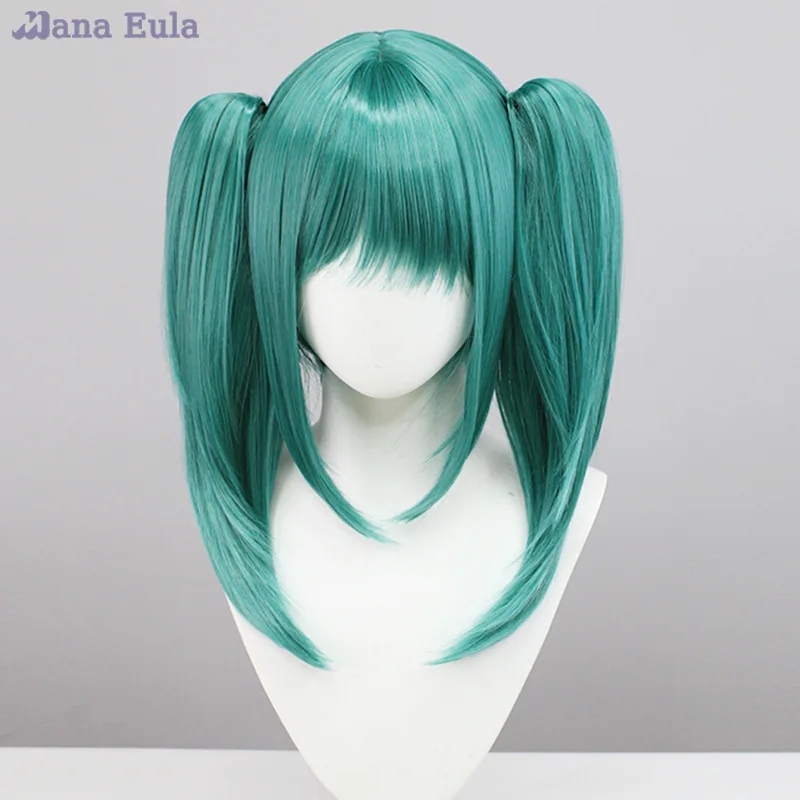 Парик Вампир Мику 2024 VOCALOID MIKU Косплей Термостойкий Зеленый 50 СМ Двойной Хвост