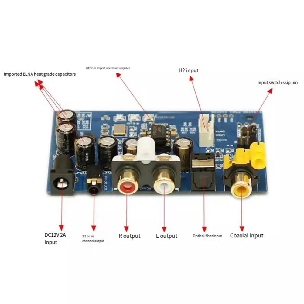 ES9039Q2M DAC декодер плата I2S DSD оптическая Коаксиальная зеркальная Плата декодера