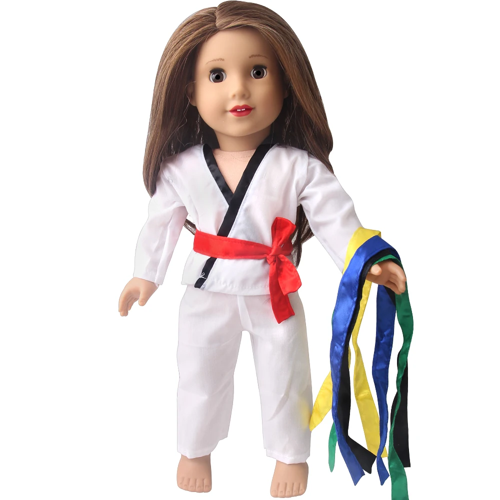 

40-43Cm Baby Doll Reborn Clothes Sportswear White Taekwondo Suit Barbies Doll Dollhouse Accessories Fit 18 Inch Girls Doll Gifts