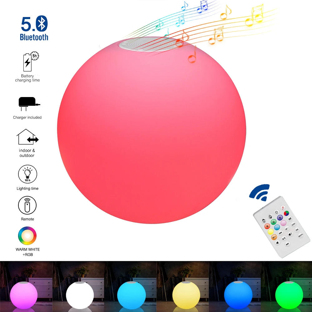 

LED Swimming pools light garden lights Outdoor Waterproof Colorful Ball Lamp Wedding Party Decor With Bluetooth Speaker