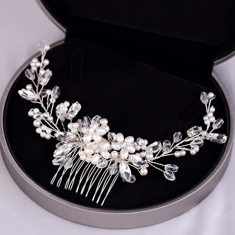 

Elegant Pearl Beads Long Curved Shape Hair Comb Inserted Combs Hair Ornaments Headpiece Wedding Bridal Accessories Exquisite