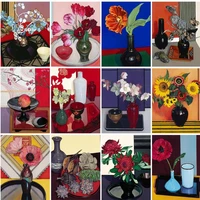 ruopoty coloring by number abstract flower in vase kits home decoration painting by number flower drawing on canvas handpainted