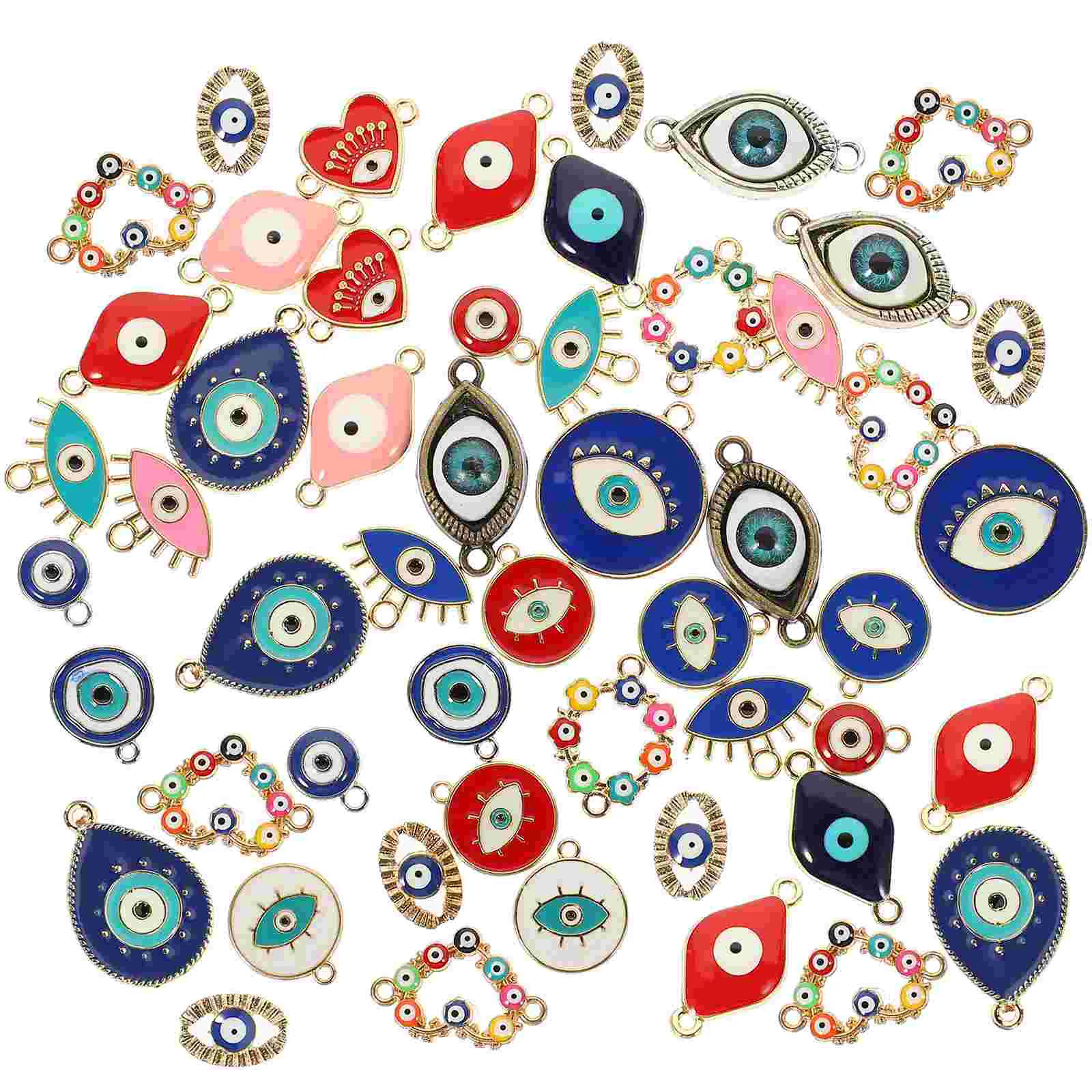 

40 Pcs Devil's Eye Pendant Prime Necklace Pendent Earring DIY Charms Jewelry Accessories Small Alloy