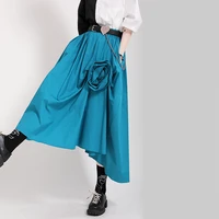 chic mall goth high waist skirts black double fashion layers irregular stitch oversized half body skirt women autumn 2021 new