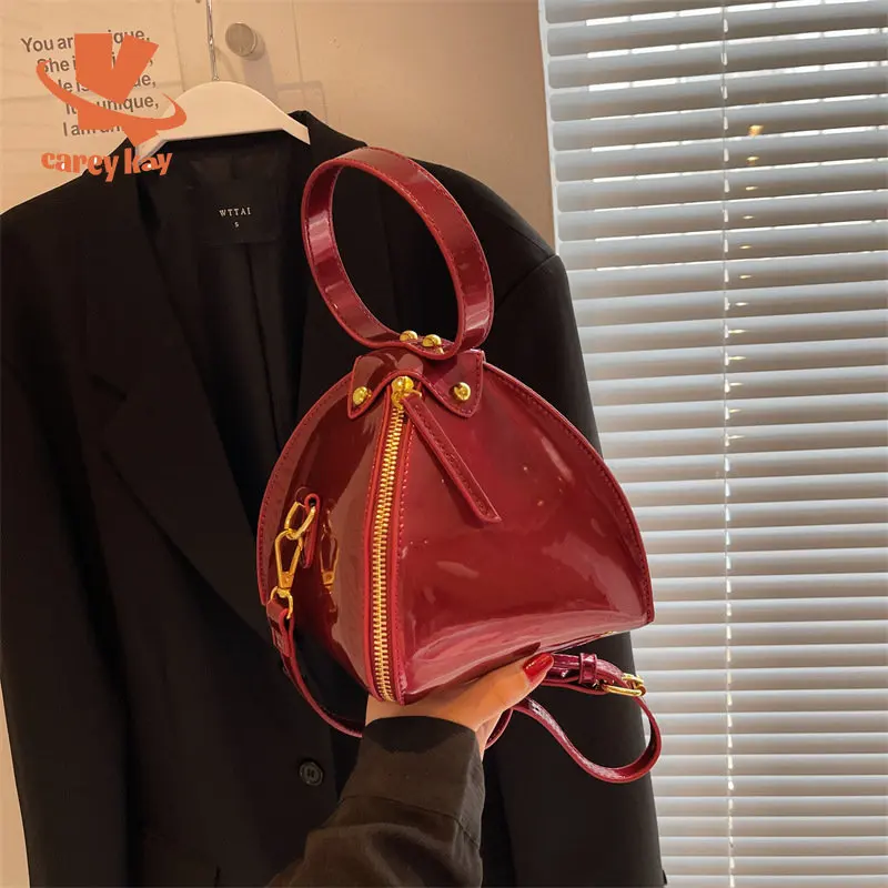 

Women's Handbag 2023 New Triangle Design Clutch Bag for Women Patent Leather Crossbody Bag Trendy Ladys Wrist Bag Purse Hand Bag