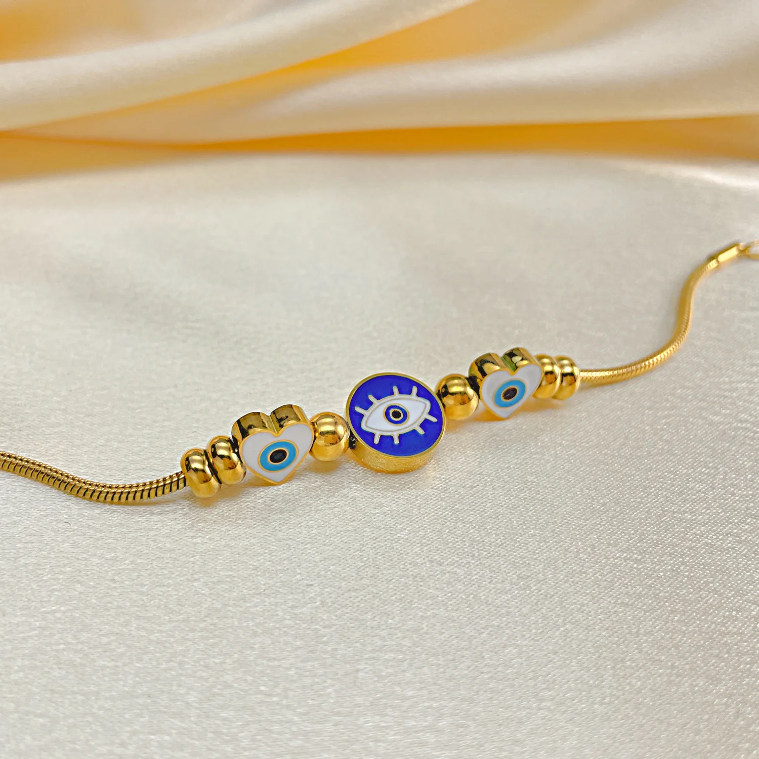 Wholesale Titanium steel love colorful oil drip devil's eye stainless steel bracelet