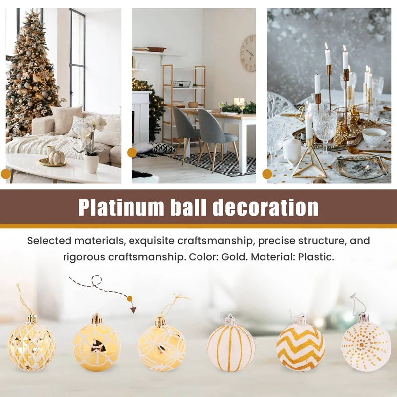 30 шт. декор для рождественской елки высокое качество шарик из белого золота