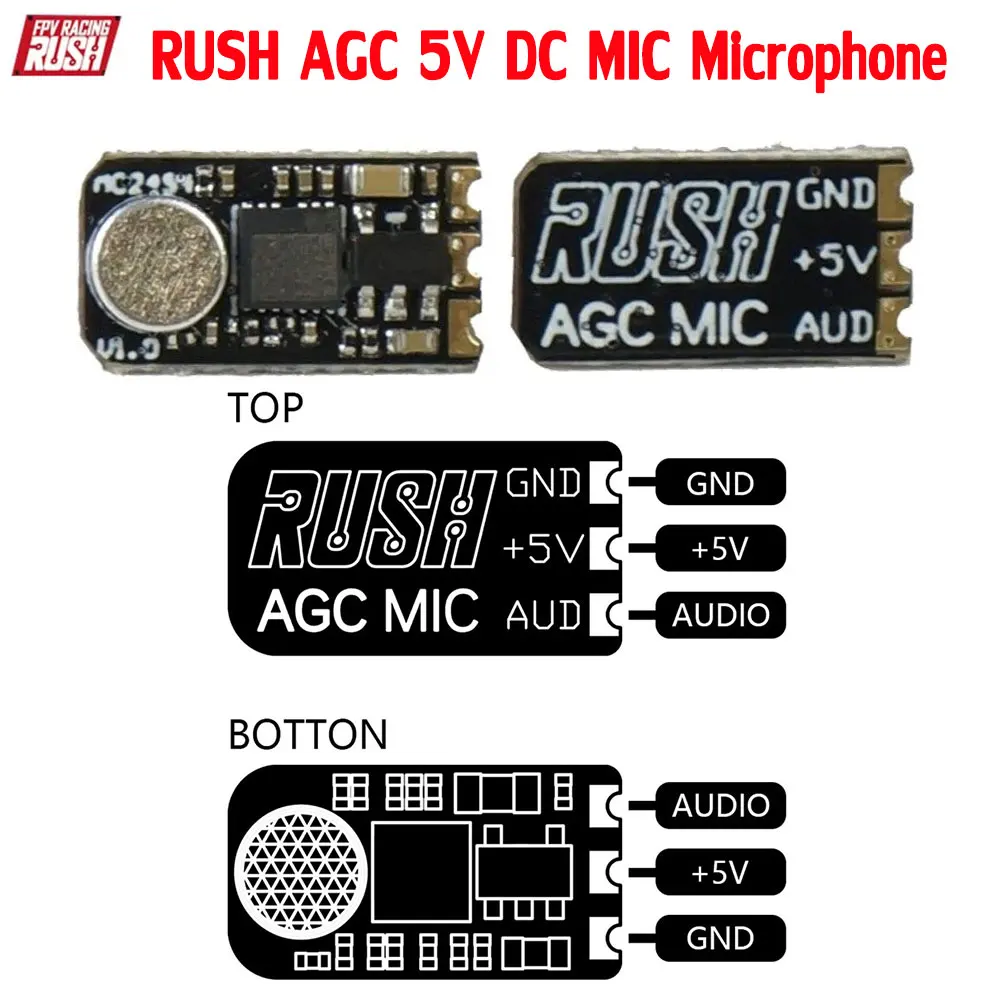 Микрофон RUSH AGC 5 В постоянного тока для TANK Mini FPV RC Drone Transmitter VTX