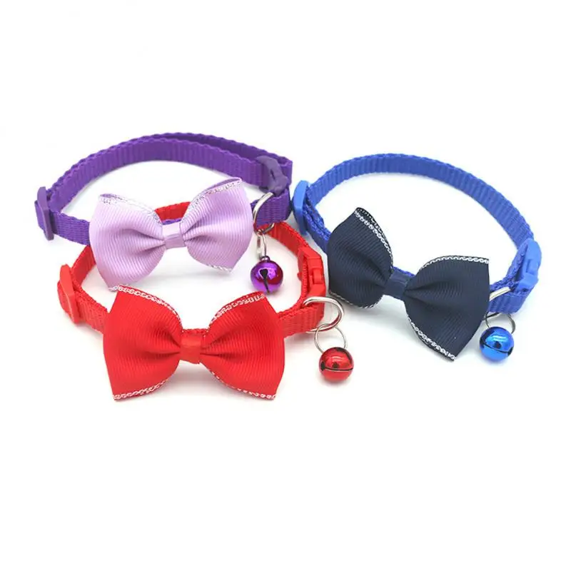 

1PC Adjustable Cat Dog Collars Cute Bow Tie With Bell Pendant Necklace Fashion Necktie Safety Buckle Pet Clothing Accessories