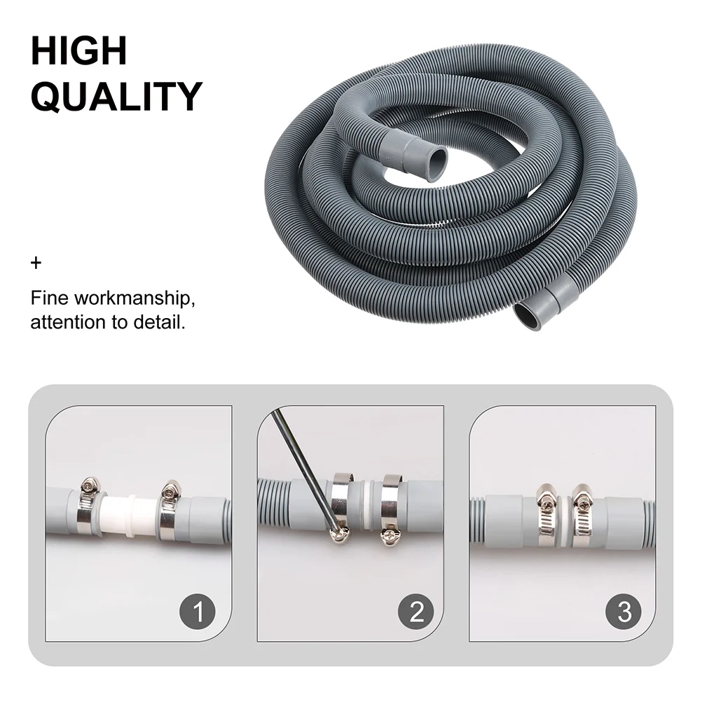 

Hose Extension Drain Washing Machine Washer Pipe Water Discharge Dishwasher Replacement Draining Hoses Polypropylene Kit