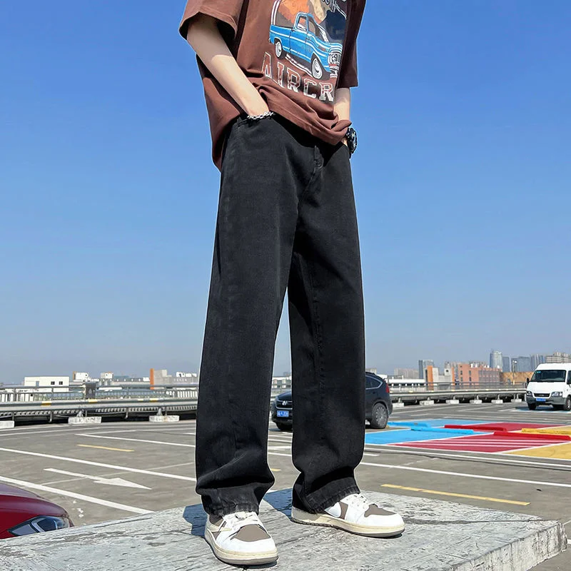 Blue Black Baggy Jeans Men Fashion Casual Wide Leg Jeans Men Streetwear Loose Hip Hop Straight Denim Pants Mens Trousers S-2XL