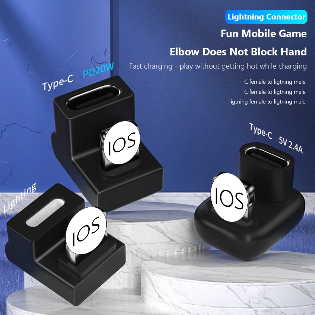 Вертикальный адаптер USB C для IOS 180 градусов/U-образный PD 20 Вт быстрая зарядка