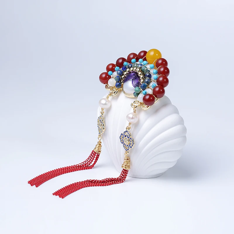 Dara Water Pearl New Chinese Brooch Design Corsage Peking Opera Facial Makeup Accessories D792