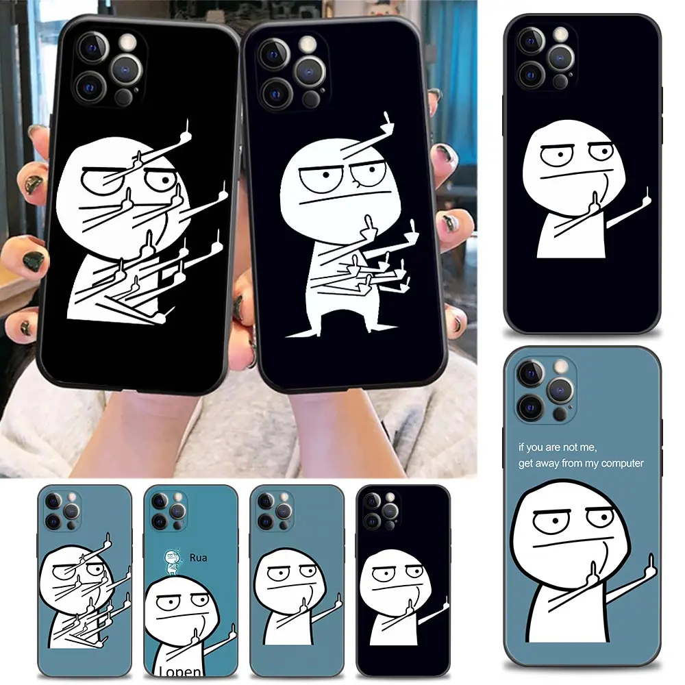 

Funda Coque Phone Case for iPhone Apple 11 12 13 14 Pro 7 8 SE X XR XS Max Mini Plus Case Capa Para Cute Funny Man Middle Finger