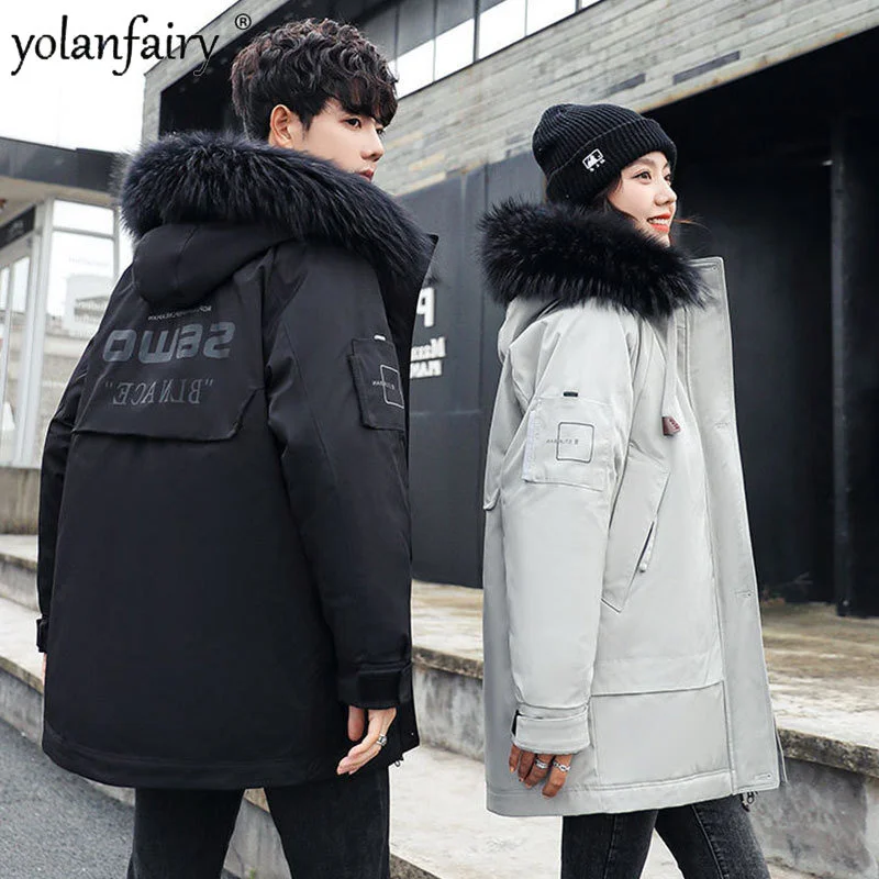 

Down Jacket Men Women's 2023 Winter New Men’s Puffer Coat Male Clothes Korean Casual Hooded Medium Long Warm Outwear Manteaux FC