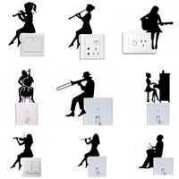fun men and women music performance switch stickers silhouette decal switch socket decor wall stickers self adhesive wallpaper