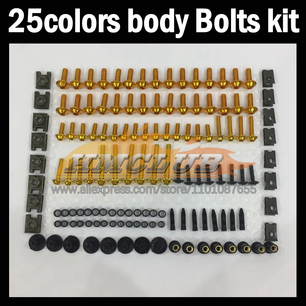

268ps Full Screws Kit Body bolt For KAWASAKI NINJA ZX-636 ZX-6R ZX 6R 6 R CC ZX636 ZX6R 98 99 1998 1999 Fairing bolts screw NutS