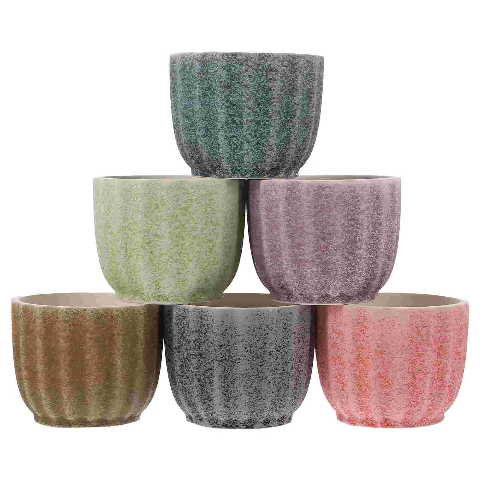 

6Pcs Ceramic Succulent Pots Breathable Flower Pot Planters Clay Pots