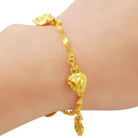 fashion water ripple 24k gold bracelet gold plating hanging heart shaped bracelet jewelry gift for woman