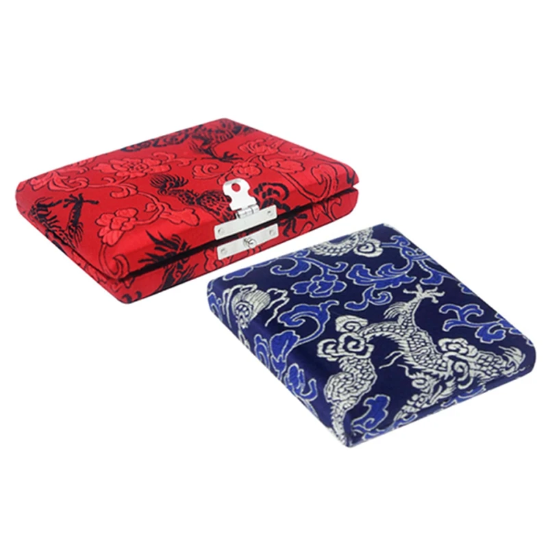 

HK.LADE 2 Pcs Dragon Pattern Wooden Oboe Reed Case Holder Box Red & Blue