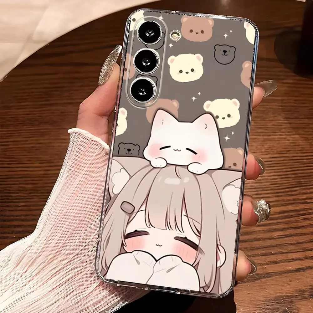 Чехол для телефона Chocola Nnekopara Samsung S25 S24 Ultra S23 Fe S22 S20 S21 Plus A13 A14 A16 A54 A24 A53 Прозрачный
