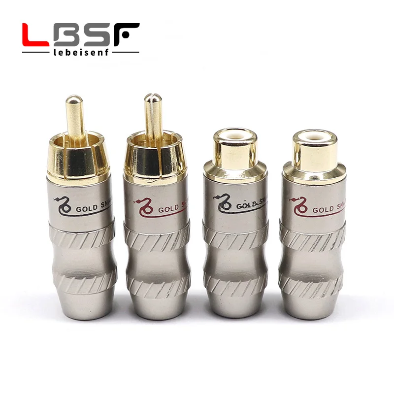 

10pcs/5pairs Copper gold-plated RCA male/female plug Lotus solder plug audio and video extension socket RCA wiring male/female