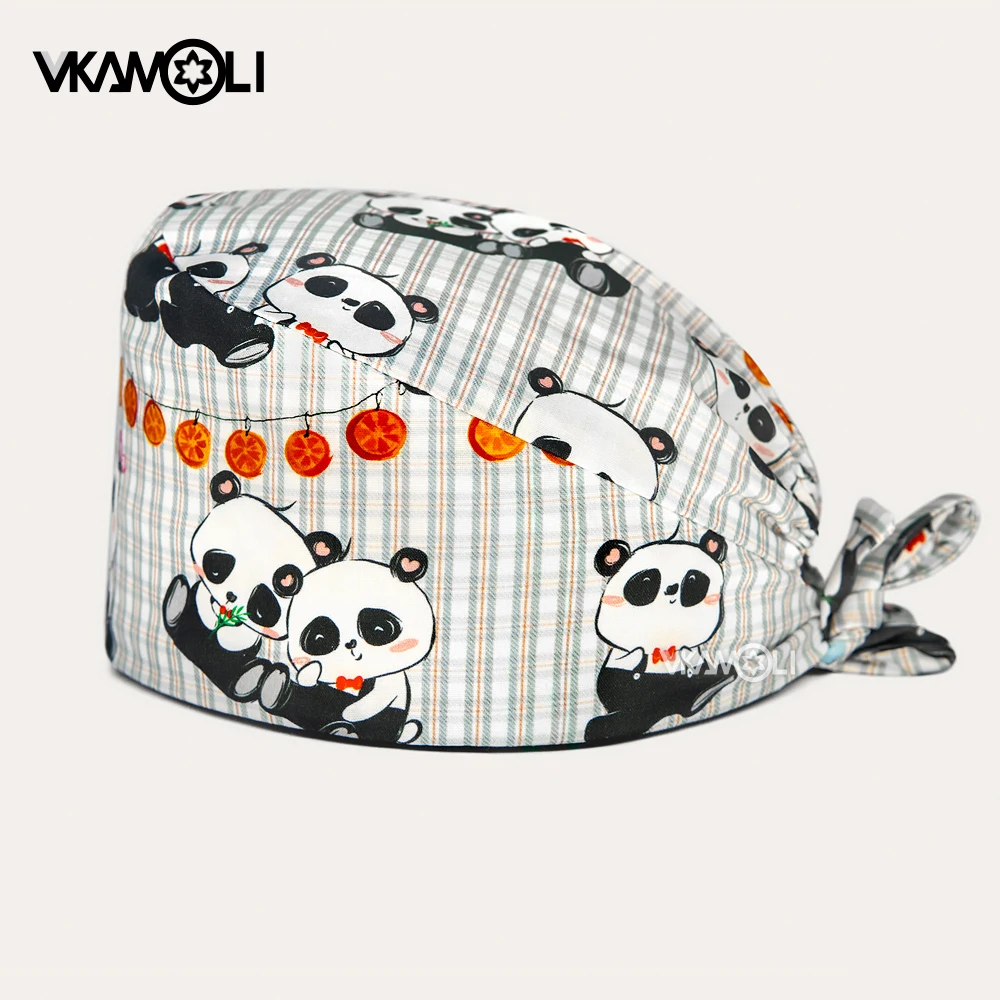 

panda print nurse hat wholesale scrub hat Doctors surgical caps pharmacy nurse accessories With sweat towel operating room caps
