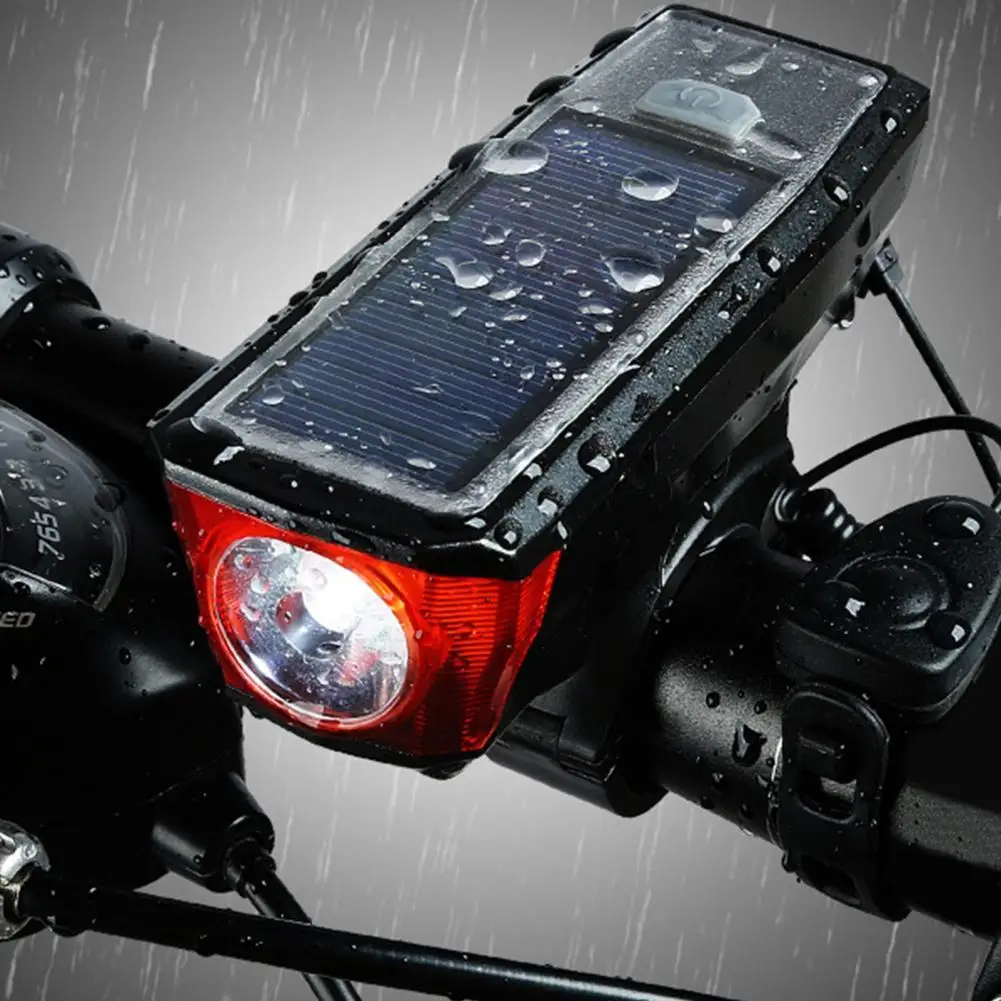 

1 Set Waterproof Bike Front Rear Light Horn USB Charging Solar Energy Front Tail Light Horn for Riding