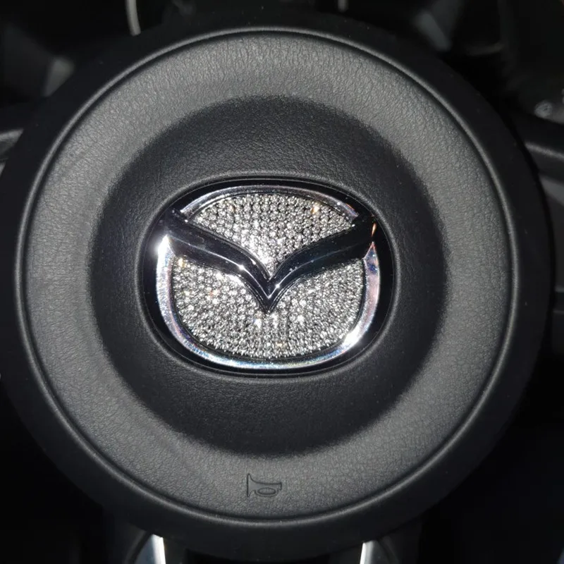 Car Steering Wheel Logo Diamond Decoration Cover Sticker For Mazda 2 3 5 6 Axela Atenza Allegro CX3 CX5 CX7 CX9 CX30 Accessories |