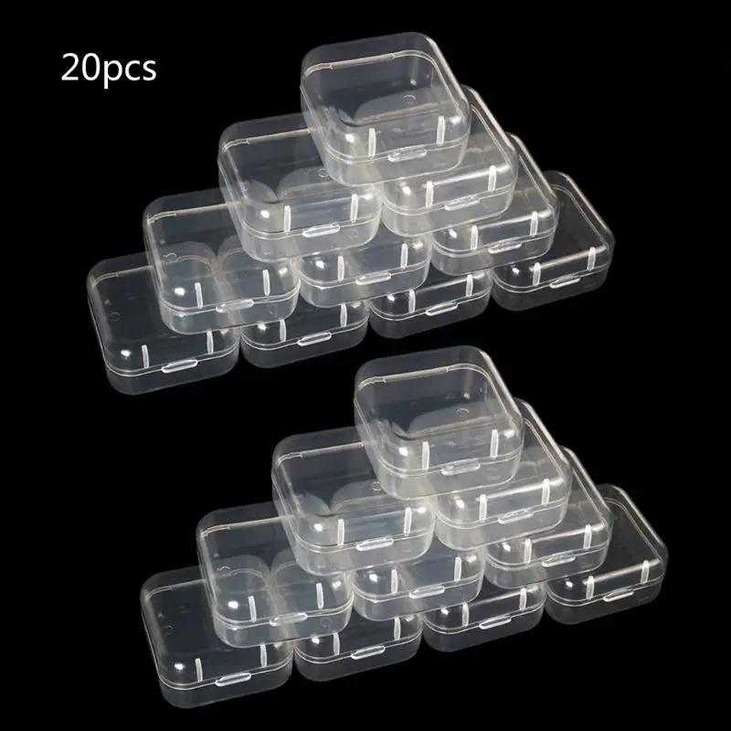 

20Pcs Square Mini Clear Plastic Storage Containers Box with Lids for Small Items Epoxy Resin