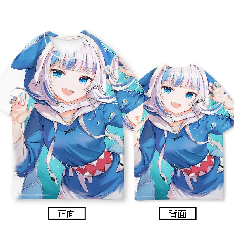 Hololive VTuber Kawaii Gawr Gura Футболка для косплея 3D принт Детские футболки с аниме Мужчины Женщины Футболка с короткими рукавами и круглым вырезом Топы в стиле Харадзюку (art.: 3920cd3bb81f8) - 3920cd3bb81f8