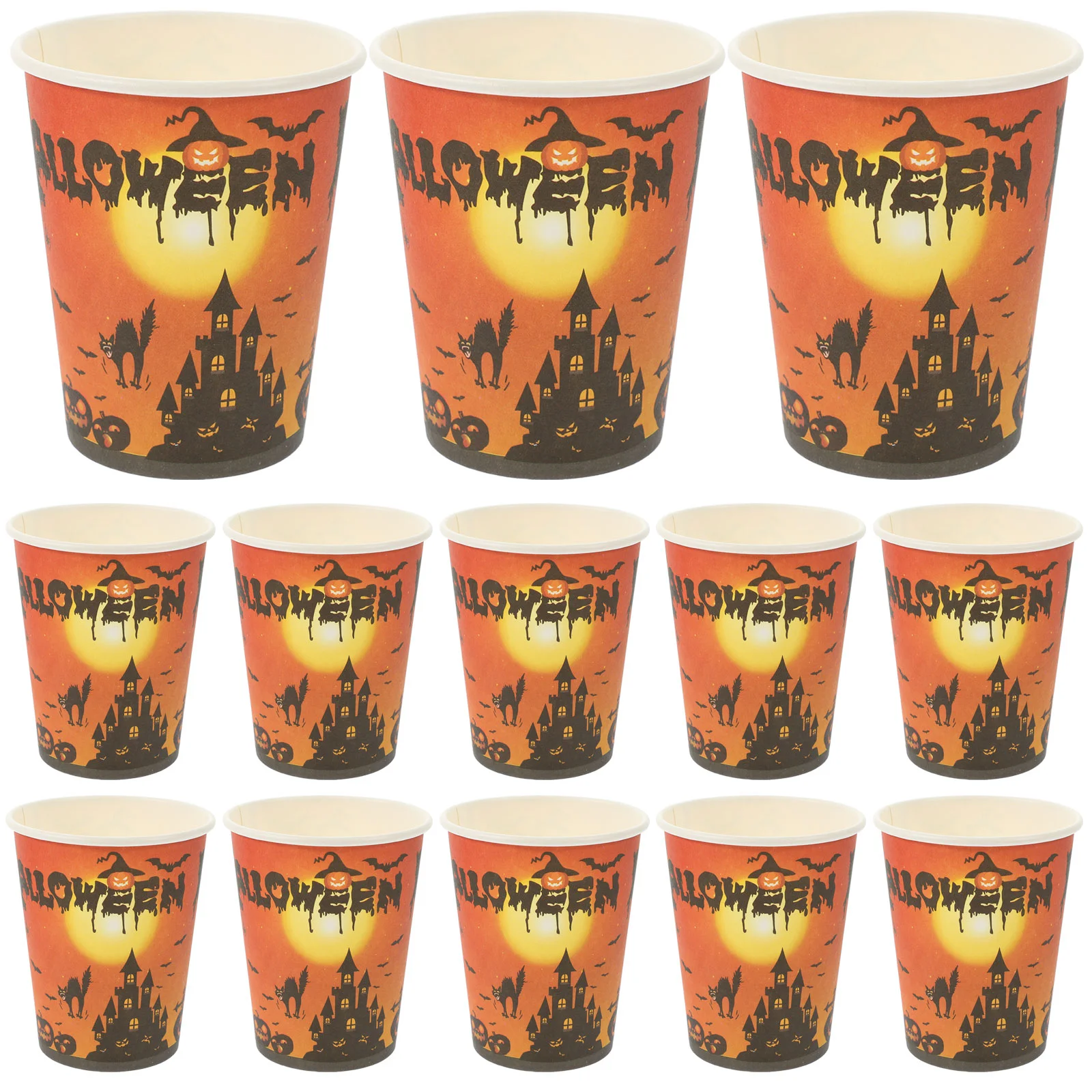 

24 Pcs Disposable Party Dinnerware Cup Serving Utensils Tissue Halloween Paper Cups Accessories Tableware Kit Camping Mugs