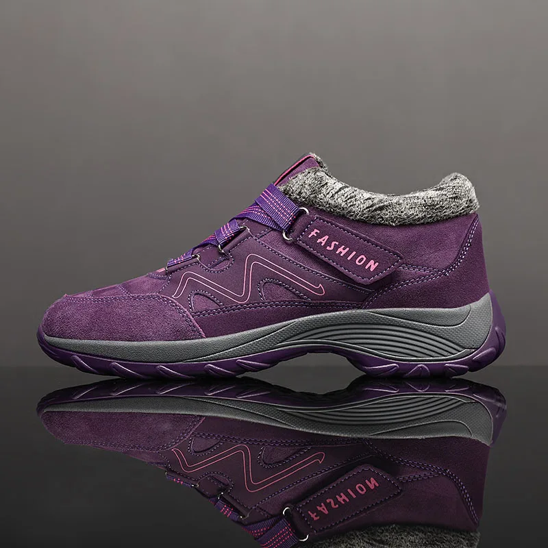 Winter Walking Shoes Men Women Sneakers Plush Warm Hoop Loop Cozy Shoes Nonslip Couple Footwear Size 35-45